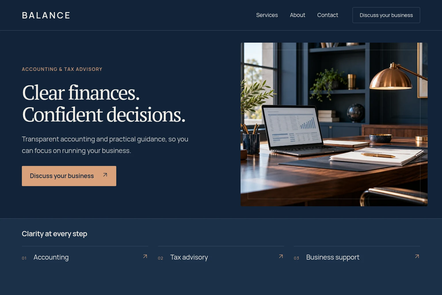 Modern website design concept: Accountants / tax advisers