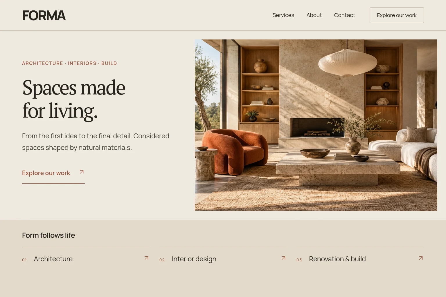 Modern website design concept: Construction / interiors / design