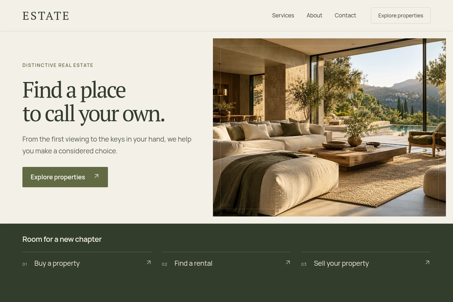 Modern website design concept: Real estate